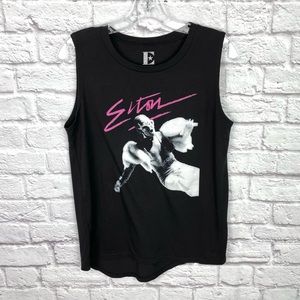 Elton Black Graphic Muscle‎ Tee Size Large